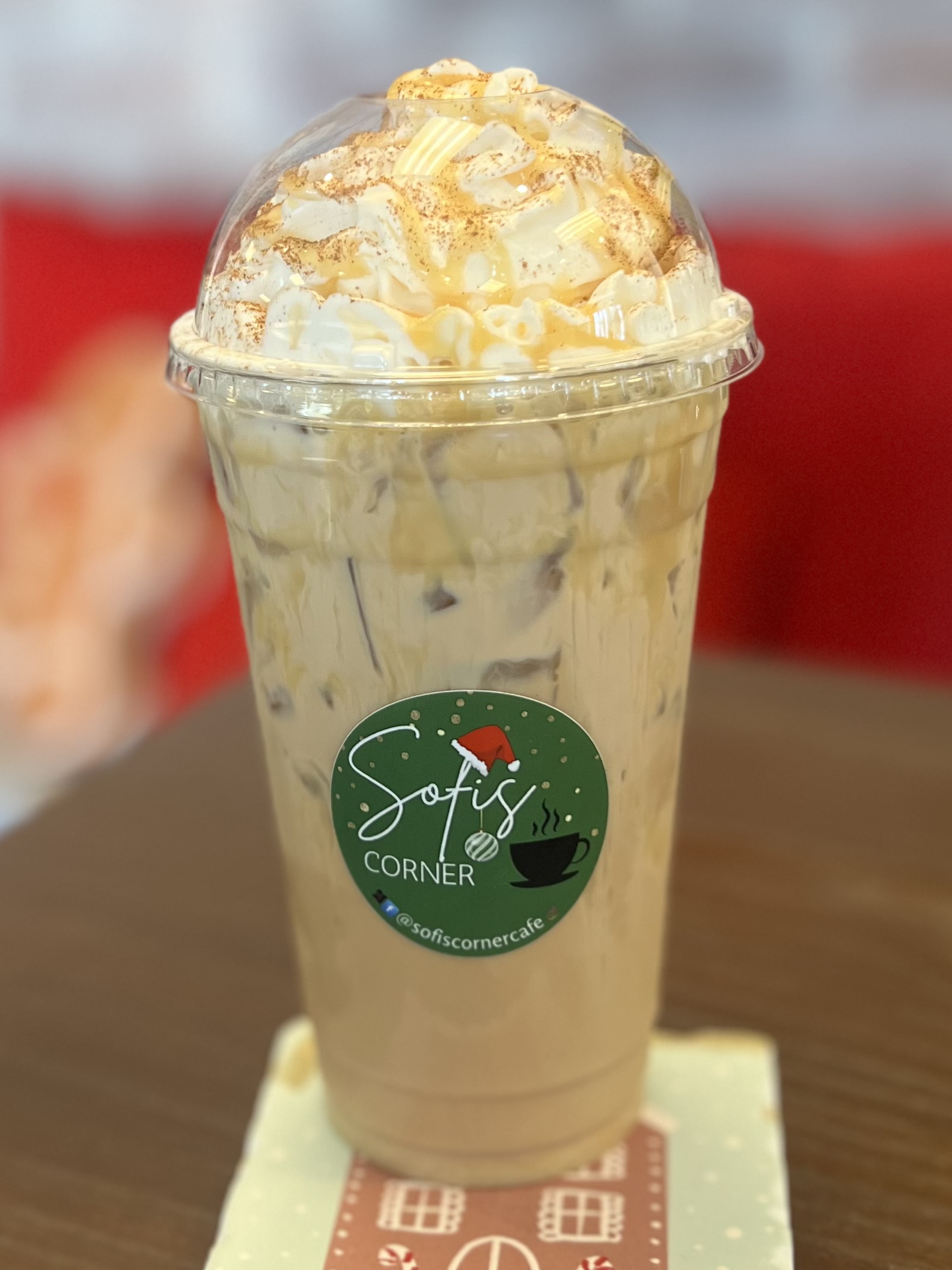 Iced latte with whipped cream