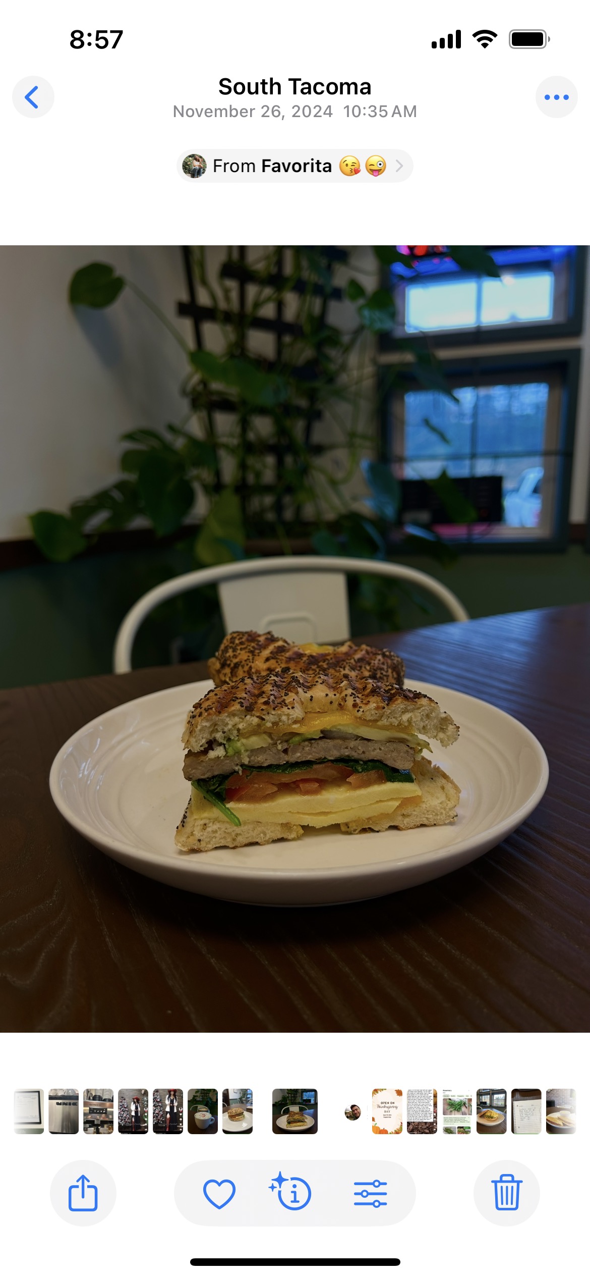 Mr. Bagel breakfast sandwich